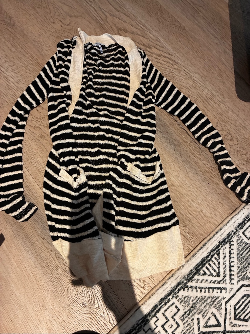 Splendid Black and Cream Striped Open Cardigan